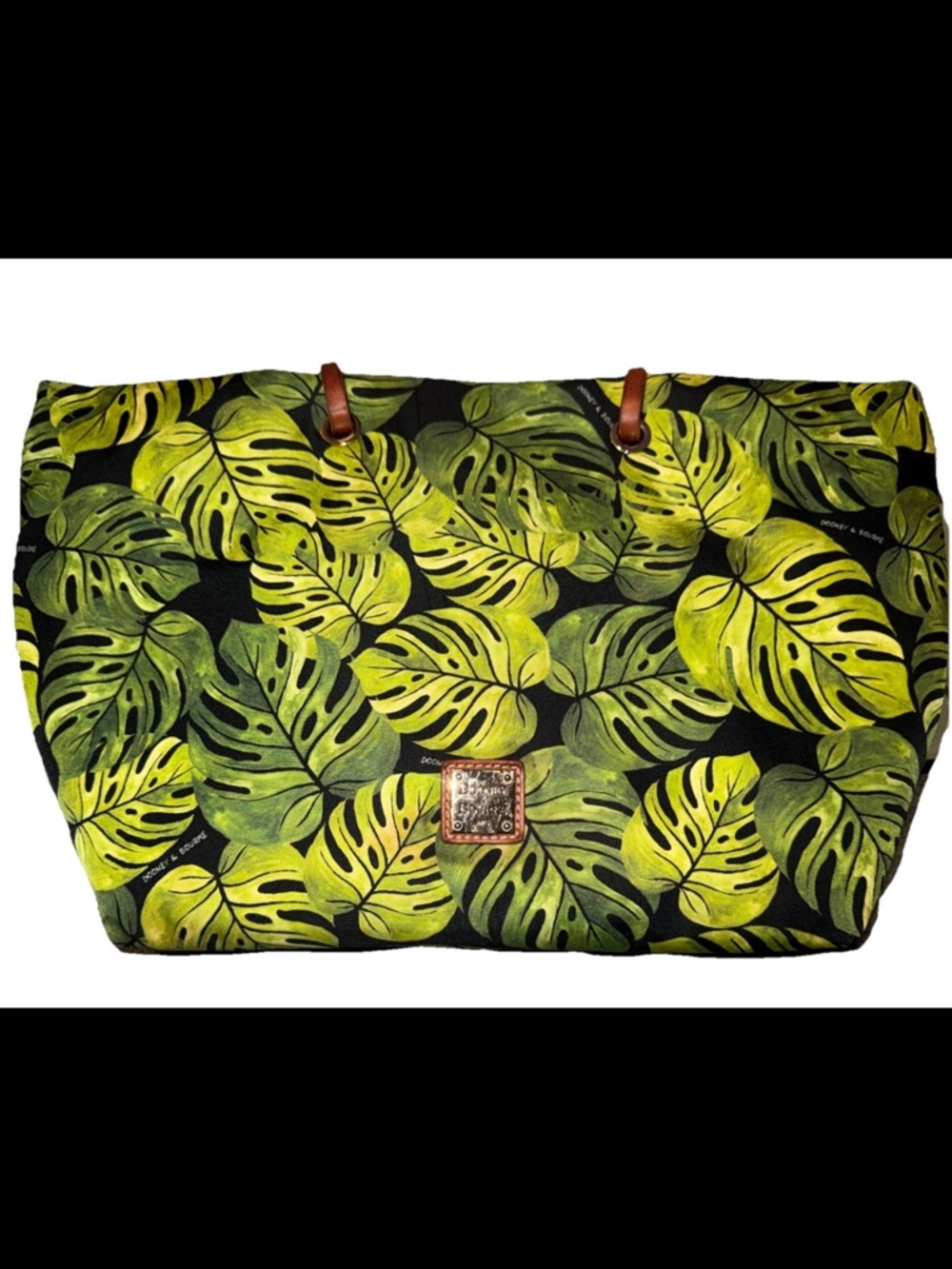 Dooney & Bourke Montego Addison monstera Print banana leaf 17"W x 11”H x 5.5"D - Picture 3 of 13